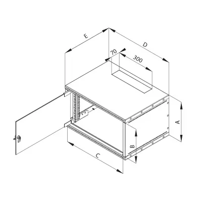 TRITON 19'' Szafa wisząca jednosekcyjna 12U/400mm FLAT-PACK pełne szklane drzwi Delta X/4S RXA-12-AS4-C/BAX-A1 