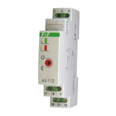 Automat zmierzchowy z zewnętrzną sondą hermetyczną AZ-112 Un=230V~ , Io<16A , z sondą hermetyczną , montaż na szynie TH-37 1 moduł (17,5mm) 0,102 kg (AZ-112)