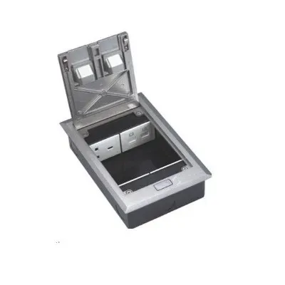 CFB Puszka podłogowa do podłogi betonowej, 3 moduły 45x45 mm, 1,5 modułu z każdej strony. Wymiary: zewnętrzne 180x180 mm, montażowe: 171x171 mm. Głębokość: 75 mm. FB.30.01