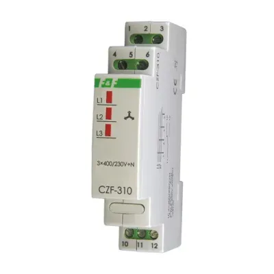 Czujnik zaniku i asymetrii faz CZF-310 Un=3×400V+N , Io<10A , montaż na szynie TH-35 1 moduł (17,5mm) 0,0675 kg (CZF-310)