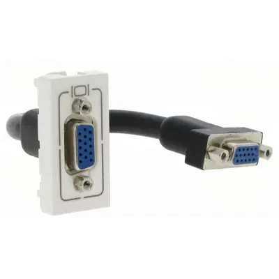 LEGRAND-078777 MOSAIC GNIAZDO HD 15 ŻEŃSKIE Z PRZEWODEM POŁĄCZENIOWYM BIAŁY (078777)