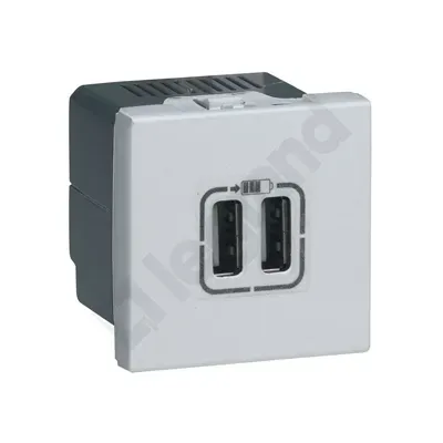 MOSAIC GNIAZDO ZASILAJĄCE 2 X USB 1500 MA - ALUMINIUM (079394)