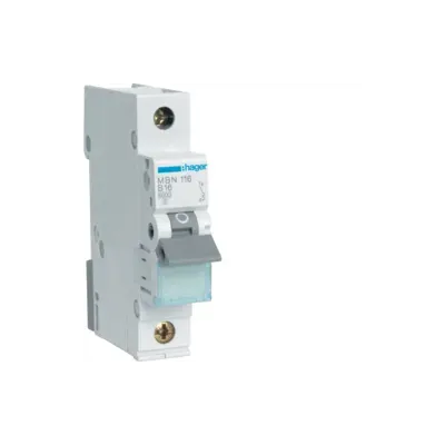 HAGER MCB Wyłącznik nadprądowy 6kA 1P B 16A MBN116E