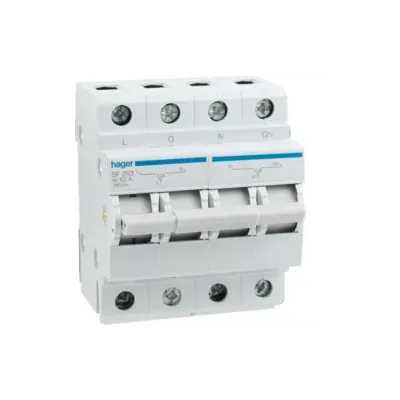 HAGER Przełącznik modułowy sieć-agregat, 63A, 2-bieg. I-0-II (SF263)