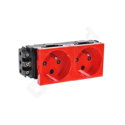 MOSAIC GNIAZDO DO KANAŁÓW DLP 2X2P+Z Z BLOKADĄ/ZACISKI ŚRUBOWE CZERWONE 16A-250V (077342)