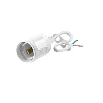 PAWBOL Oprawka termoplastyczna montażowa E27-1 ,z przewodem 190mm, biała D.3006MA
