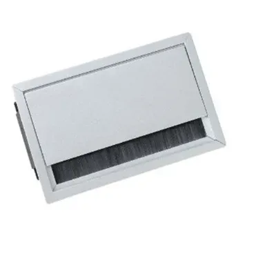 PICK-UP: Kaseta z odchylaną klapką do zabudowy, 4 moduły 45x45 mm. Wymiary: zewnętrzne 285x100 mm, montażowe: 277x87 mm. Kolor: szczotkowane aluminium. DS.50.02