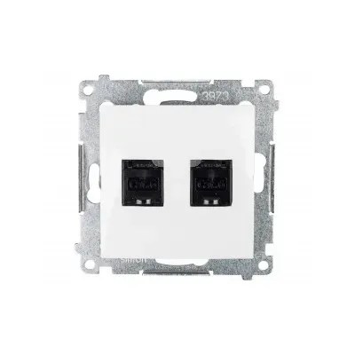 KONTAKT-SIMON S.A. SIMON 54 Premium Gniazdo komputerowe podwójne RJ45 kategoria 6, z przesłoną przeciwkurzową (moduł), białe (D62.01/11)