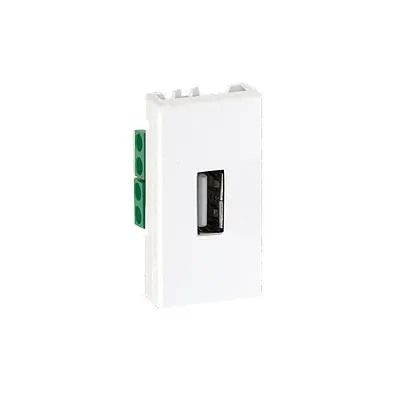 KONTAKT-SIMON S.A. CONNECT Płytka K45/2 złącza USB typ A żeńskie 22,5x45mm + gniazdo, zaciski śrubowe, czysta biel (K128B/9)