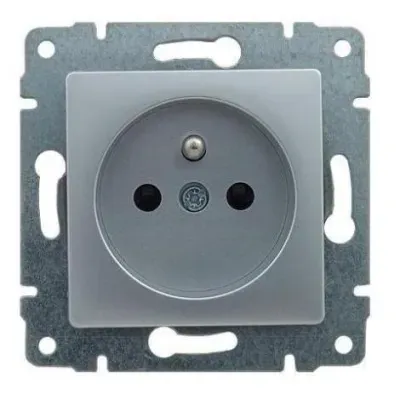 VENA Gniazdo poj. Z uziemieniem, z przesłoną torów prądowych, bez ramki, 2P+Z, 16A, 250V~, ALUMINIUM IP40 514034
