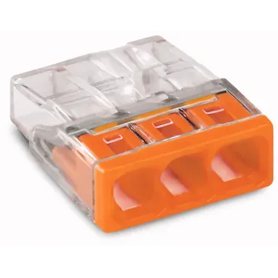Złączka do puszek instalacyjnych 3 x 2,5 mm2 przeźroczysta/pomarańczowa (2273-203)